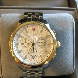Michele Uptown Diamond Gold & Silver Watch EUC